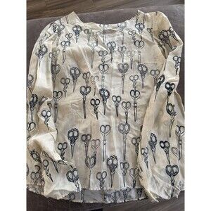 Vintage New Snoozer Loser Womens Cream Medium Long Sleeve Blouse